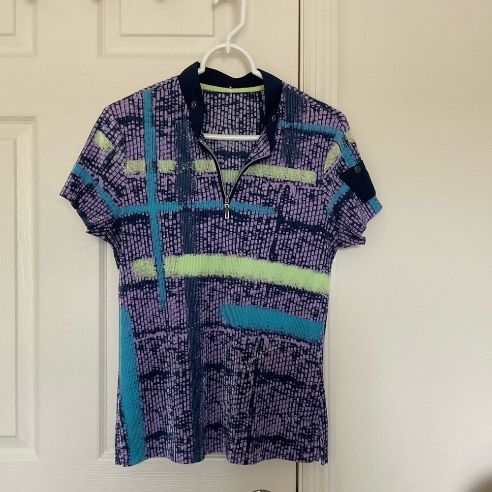 Jamie Sadock Crinkle 1/4 Zip Golf Pickleball Top Small Short Sleeve